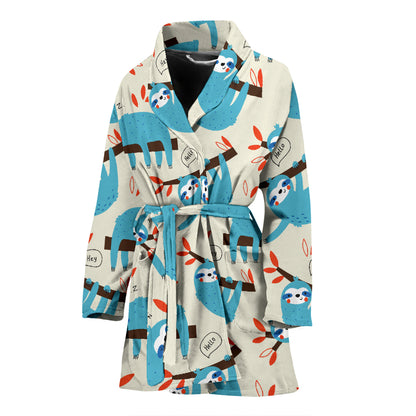 Sloth Print Design LKS3011 Women Bathrobe