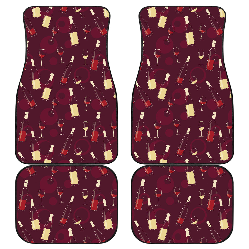 Wine Themed Pattern Print Car Floor Mats Front Back