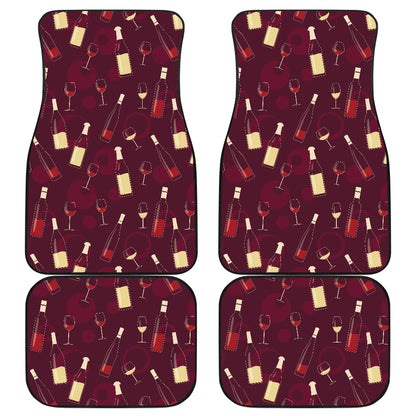 Wine Themed Pattern Print Car Floor Mats Front Back