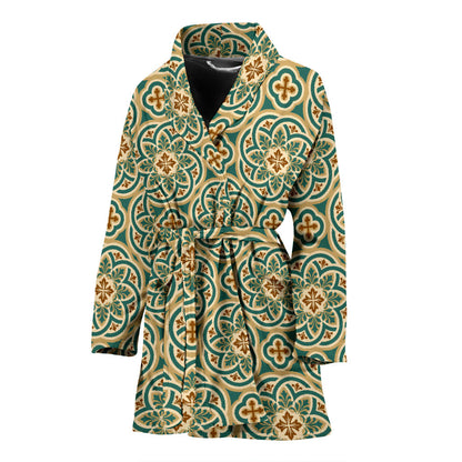 Cross Pattern Print Design 01 Women Bathrobe