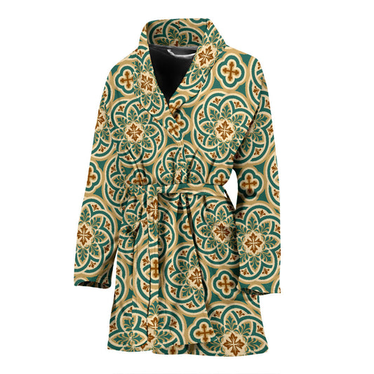 Cross Pattern Print Design 01 Women Bathrobe