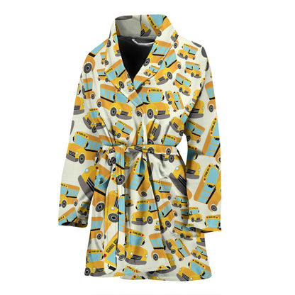 School Bus Print Design LKS301 Women Bathrobe