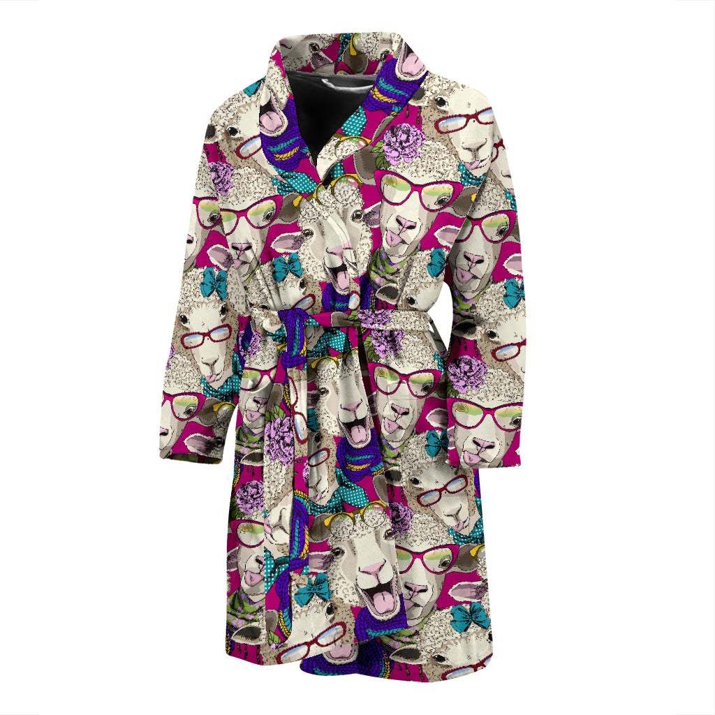 Sheep Print Design LKS403 Men Bathrobe