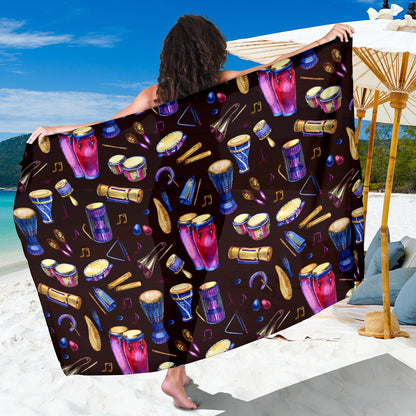 Percussion Neon Pattern Print Design 04 Sarong Pareo Wrap
