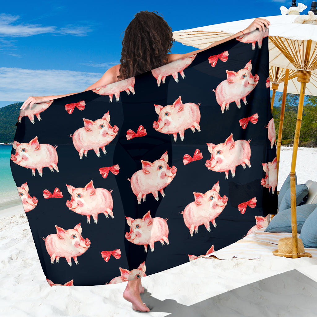 Pig Cute Pattern Print Design 02 Sarong Pareo Wrap