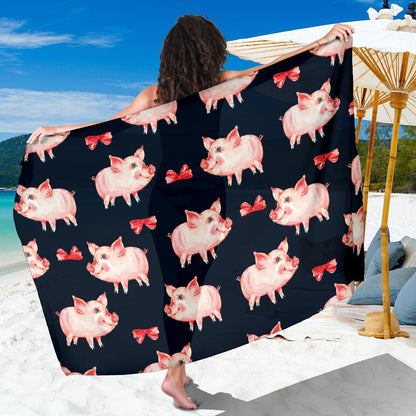 Pig Cute Pattern Print Design 02 Sarong Pareo Wrap
