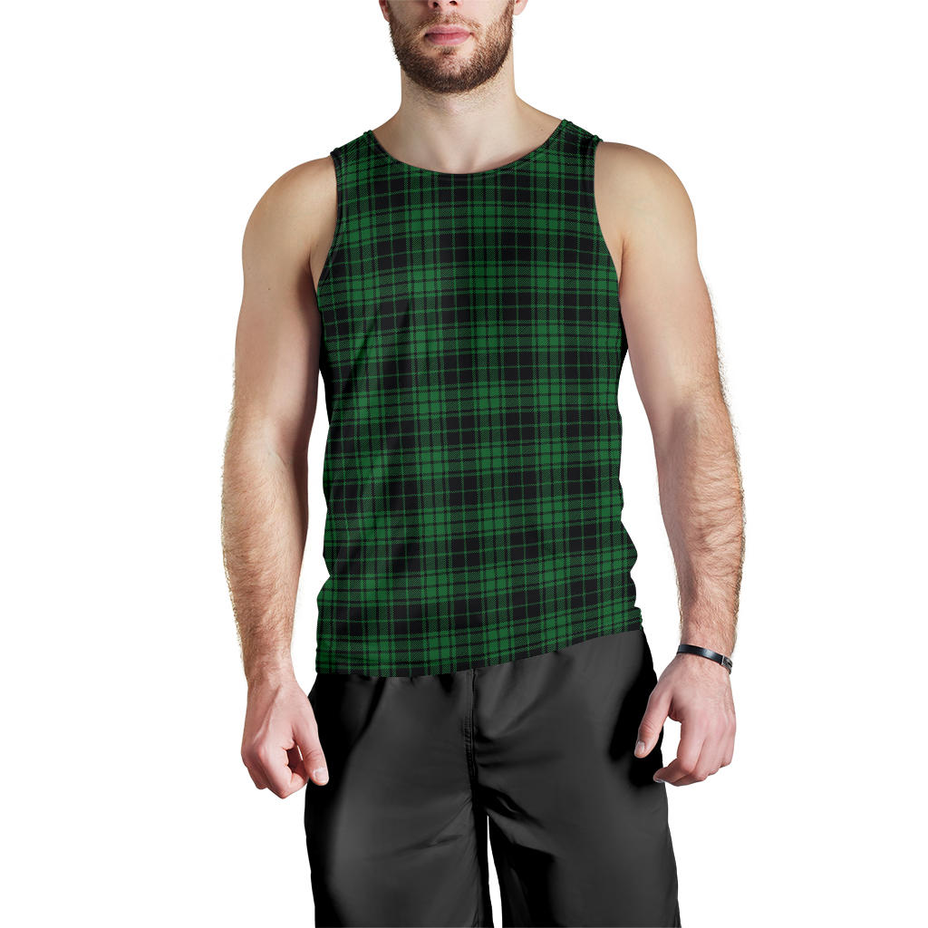 Green Tartan Plaid Pattern Men Tank Top