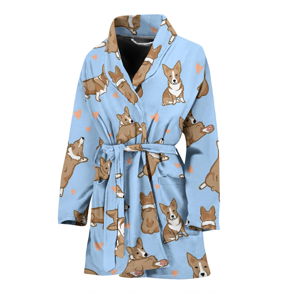 Pembroke Welsh Corgis Pattern Print Design A05 Women Bathrobe