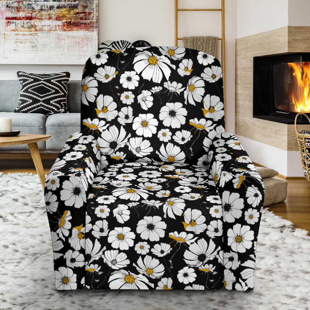 Daisy Pattern Print Design 02 Recliner Slipcover with Pocket