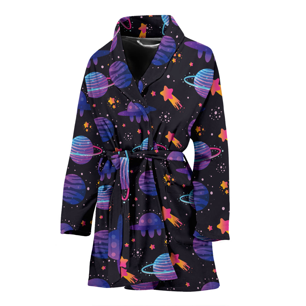 UFO Star Galaxy Print Design LKS308 Women Bathrobe
