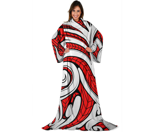 Maori Polynesian Themed Design Print Adult Sleeve Blanket