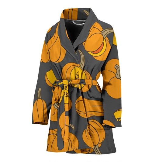 Pumpkin Pattern Print Design A03 Women Bathrobe