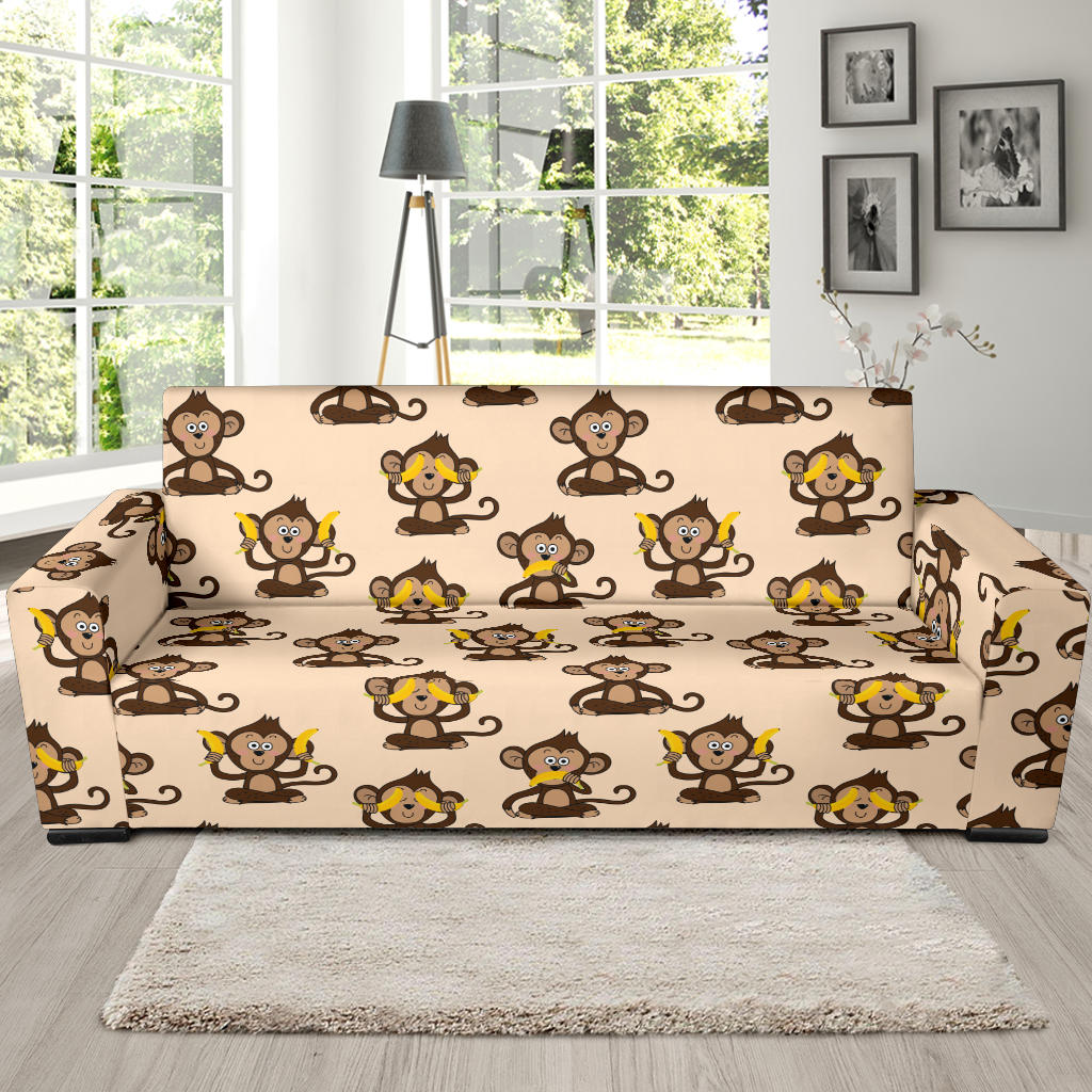 Monkey Pattern Print Design 03 Sofa Slipcover