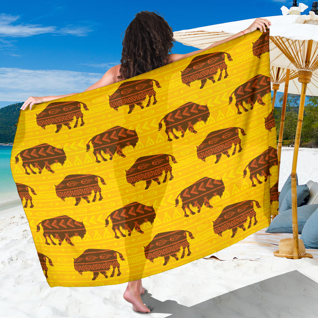 Bison Native Pattern Print Design 01 Sarong Pareo Wrap