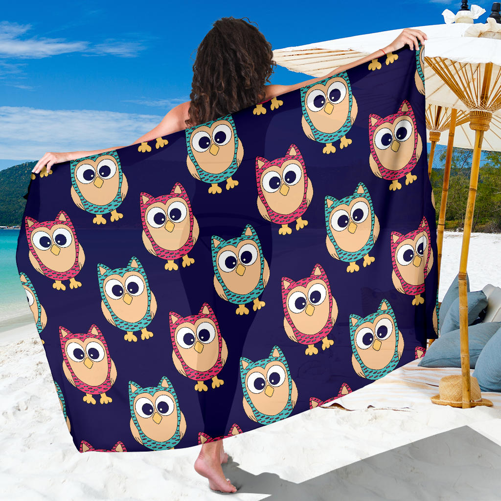 Owl Pattern Print Design A06 Sarong Pareo Wrap