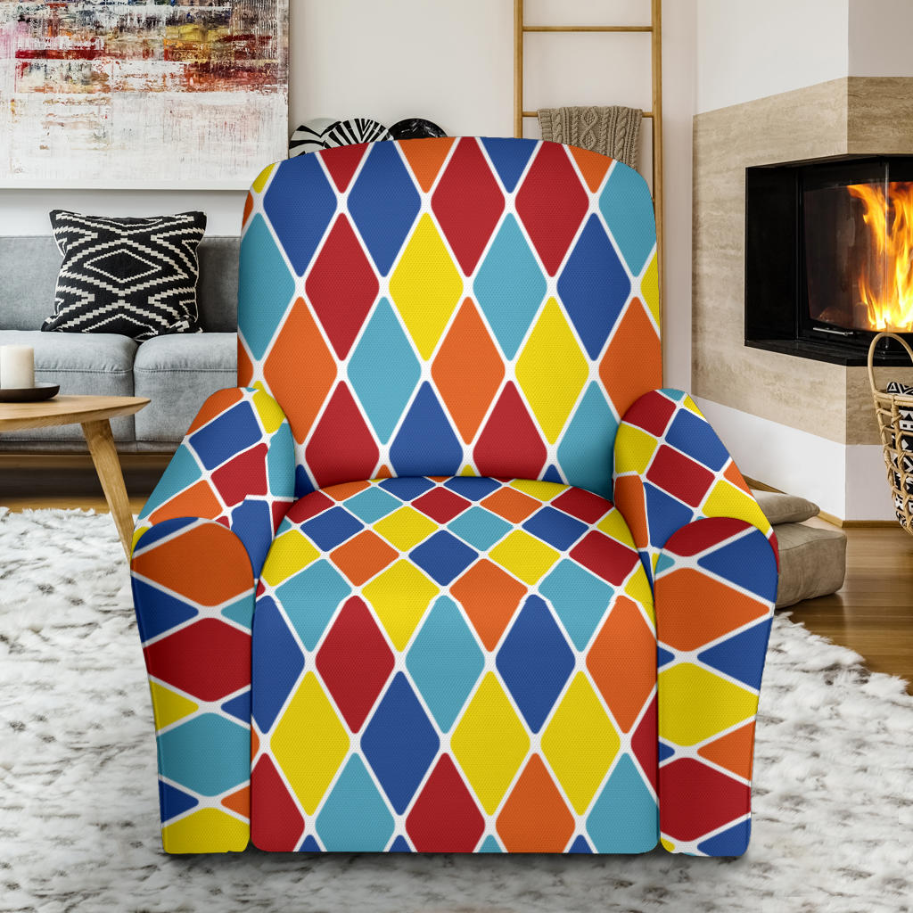 Harlequin Pattern Print Design 01 Recliner Slipcover with Pocket