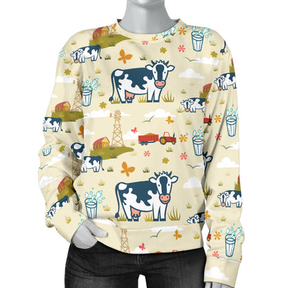 Cow Farm Design Print Women Long Sleeve Sweatshirt