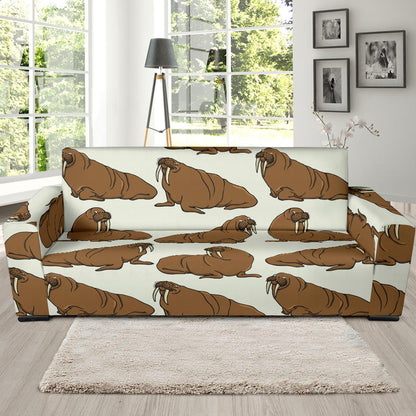 Walrus Pattern Print Design 03 Sofa Slipcover
