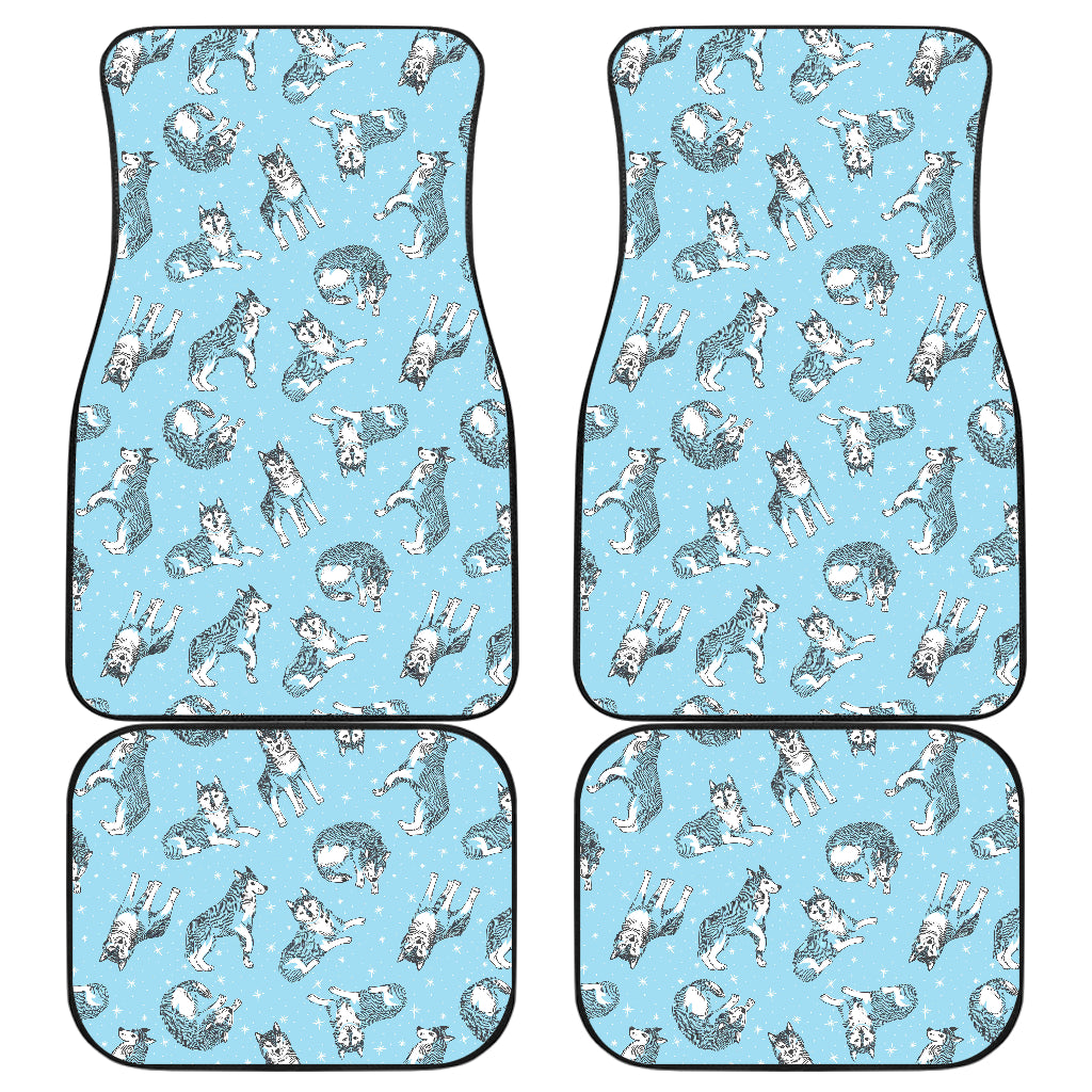 Wolf Design Print Pattern Car Floor Mats Front Back