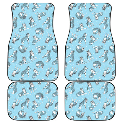 Wolf Design Print Pattern Car Floor Mats Front Back