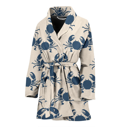 Crab Pattern Print Design 02 Women Bathrobe
