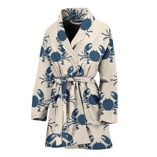 Crab Pattern Print Design 02 Women Bathrobe