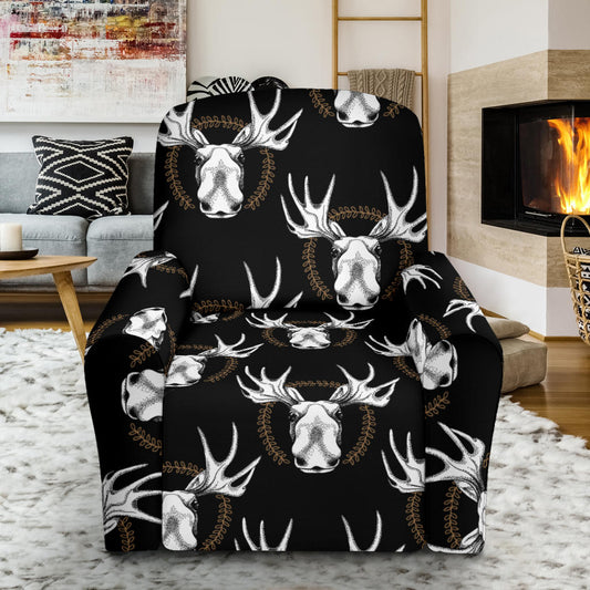 Moose Pattern Print Design 02 Recliner Slipcover with Pocket