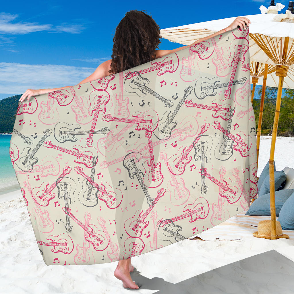 Bass Guitar Pattern Print Design 02 Sarong Pareo Wrap