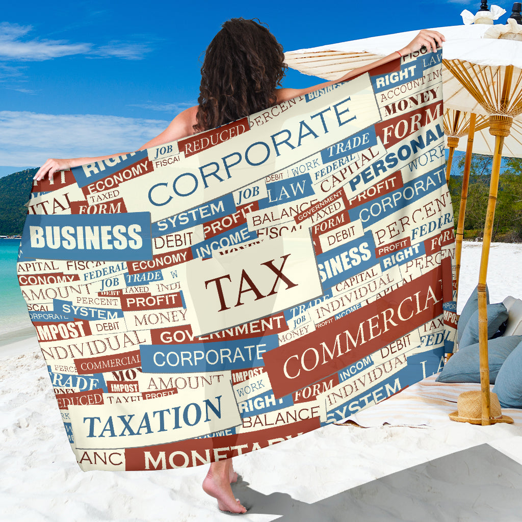 Accounting Financial Pattern Print Design 01 Sarong Pareo Wrap