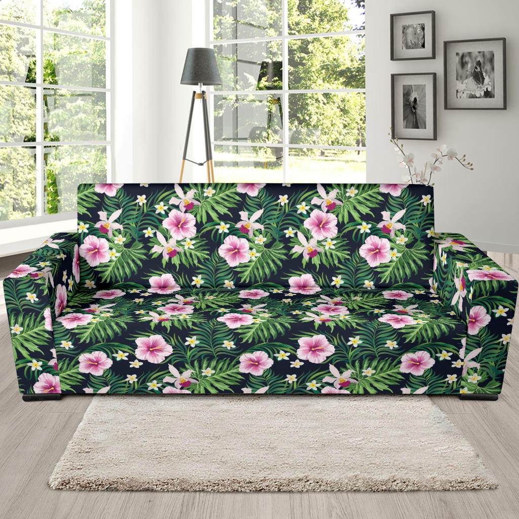Hibiscus Tropical Print Design LKS309 Sofa Slipcover
