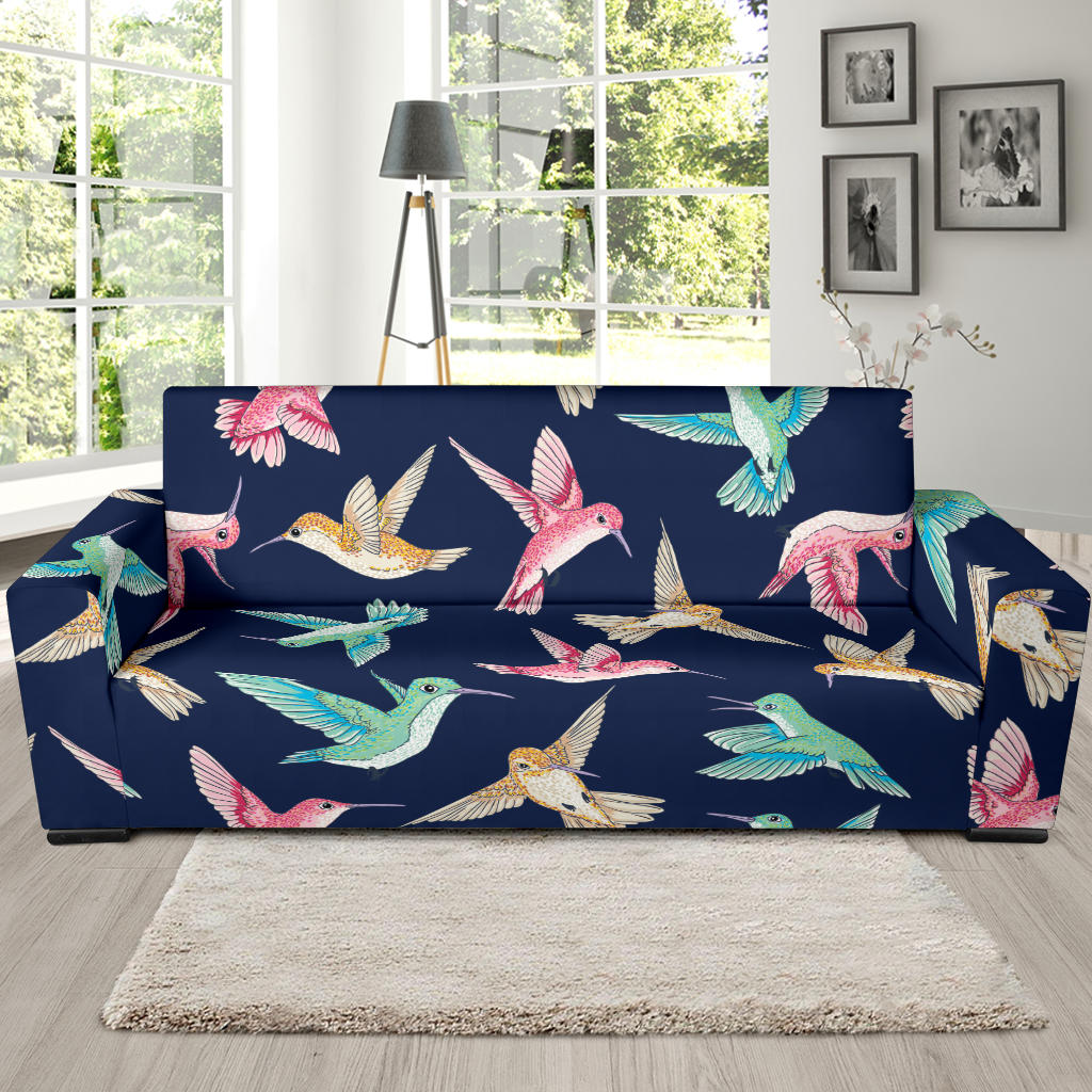 Hummingbird Cute Pattern Print Design 01 Sofa Slipcover