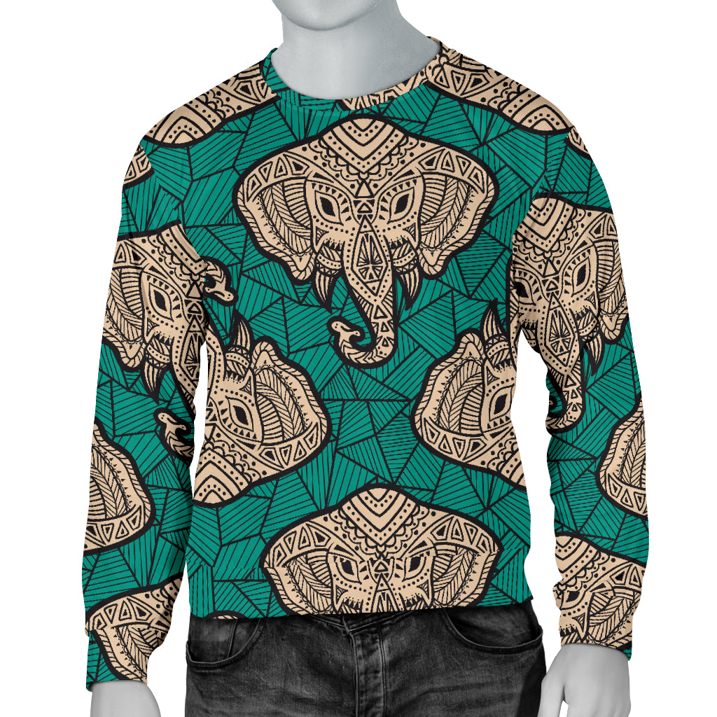 Boho Head Elephant Men Long Sleeve Sweatshirt