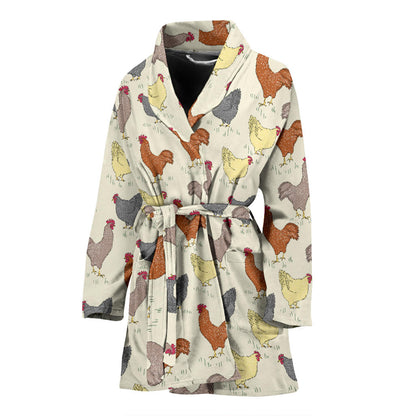 Chicken Pattern Print Design 05 Women Bathrobe