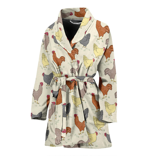 Chicken Pattern Print Design 05 Women Bathrobe