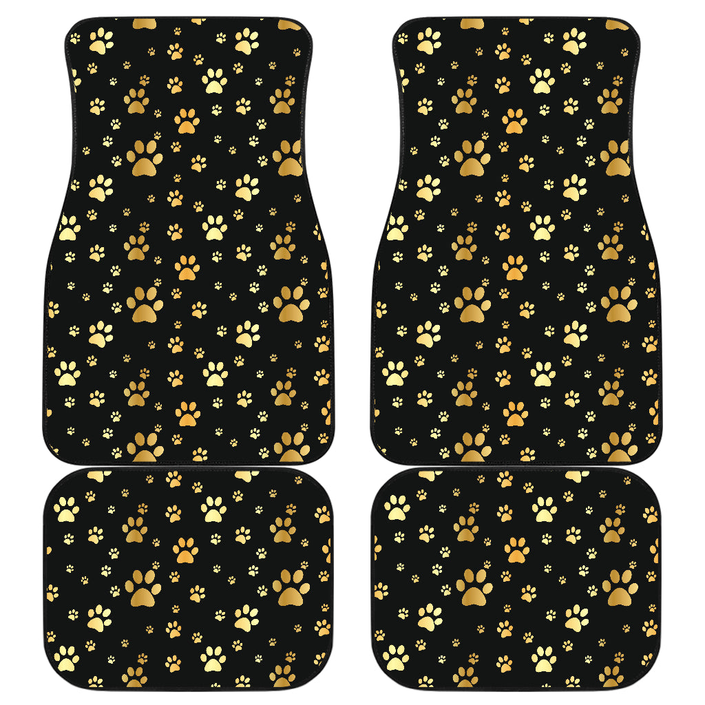 Paw Gold Print Car Floor Mats Front Back