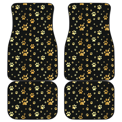 Paw Gold Print Car Floor Mats Front Back