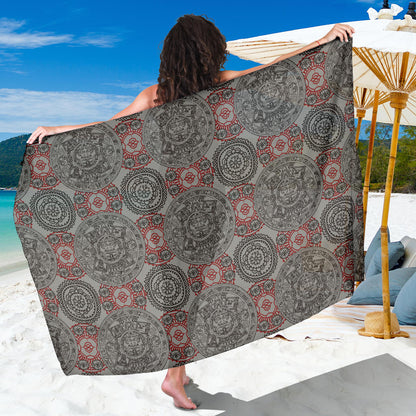 Calendar Aztec Pattern Print Design 04 Sarong Pareo Wrap