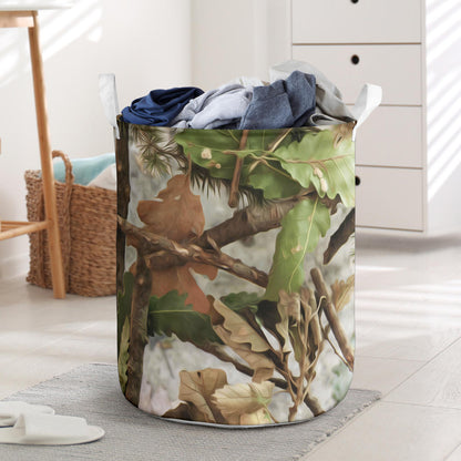 Camo Realistic Tree Forest Print Laundry Basket