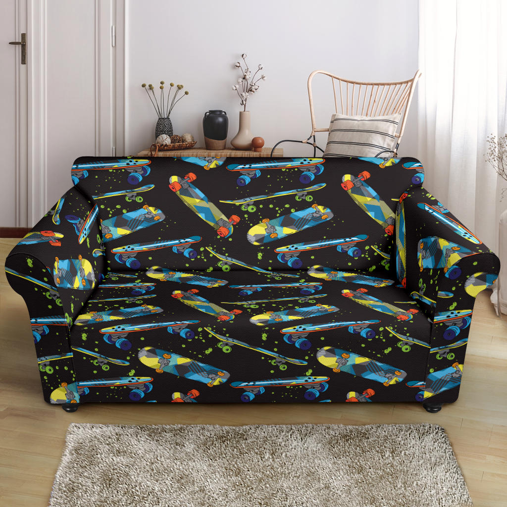 Skateboard Print Design LKS305 Loveseat Couch Slipcover