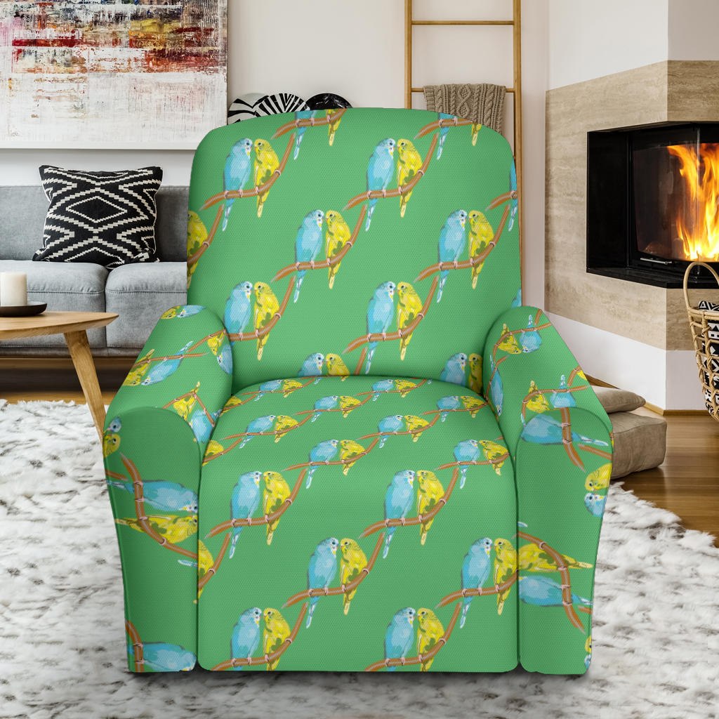 Budgerigar Pattern Print Design 01 Recliner Slipcover with Pocket