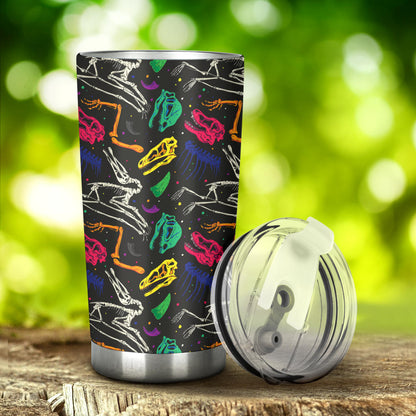 Dinosaur Skull Color Print Pattern Tumbler