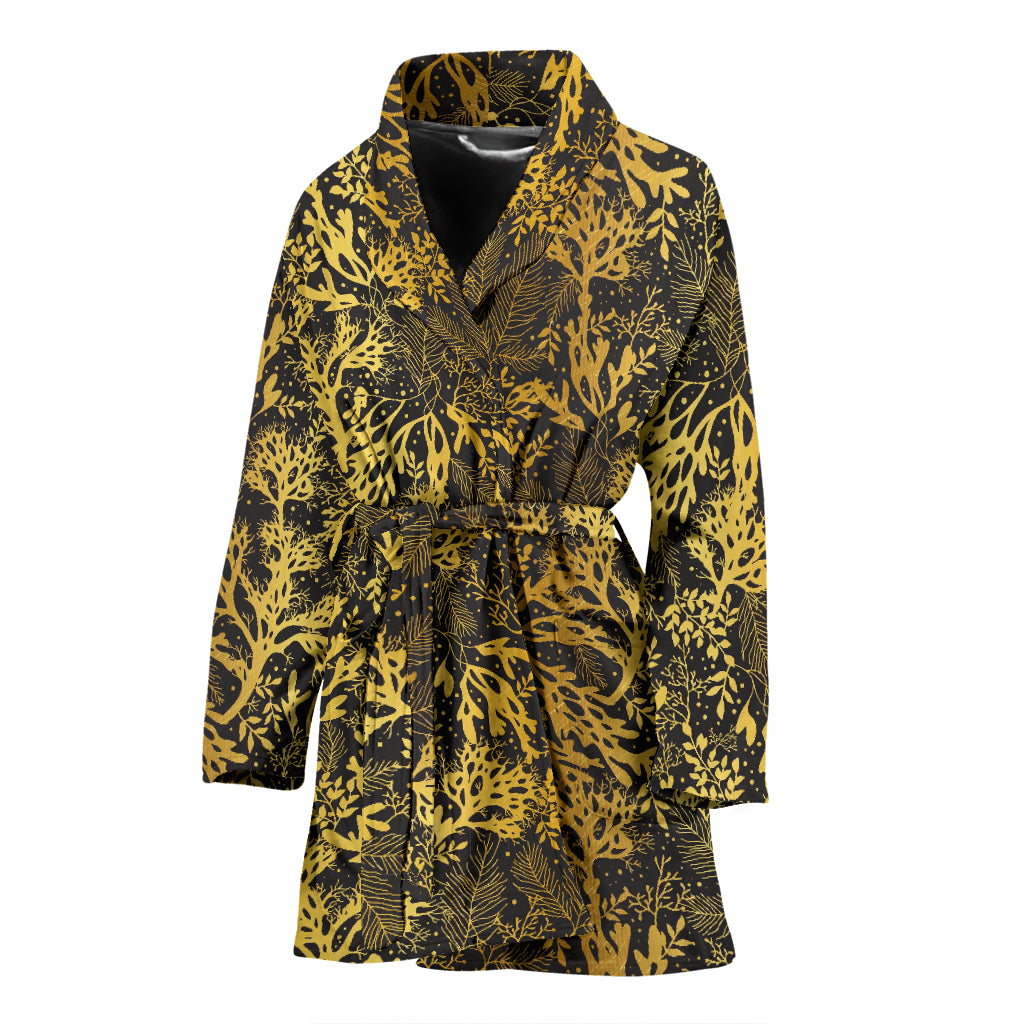 Seaweed Print Design LKS303 Women Bathrobe