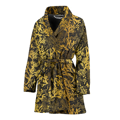 Seaweed Print Design LKS303 Women Bathrobe