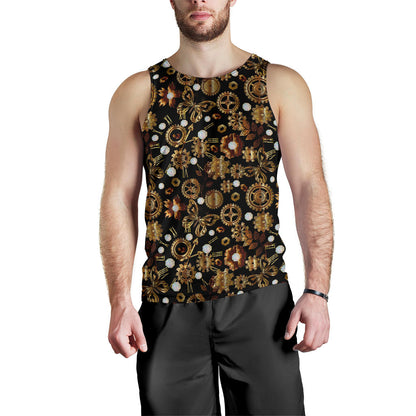 Steampunk Butterfly Design Themed Print Men Tank Top