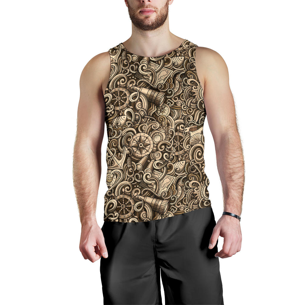 Nautical Tattoo Design Themed Print Men Tank Top