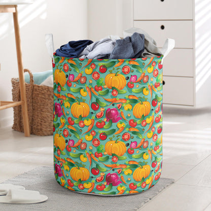 Vegan Colorful Themed Design Print Laundry Basket