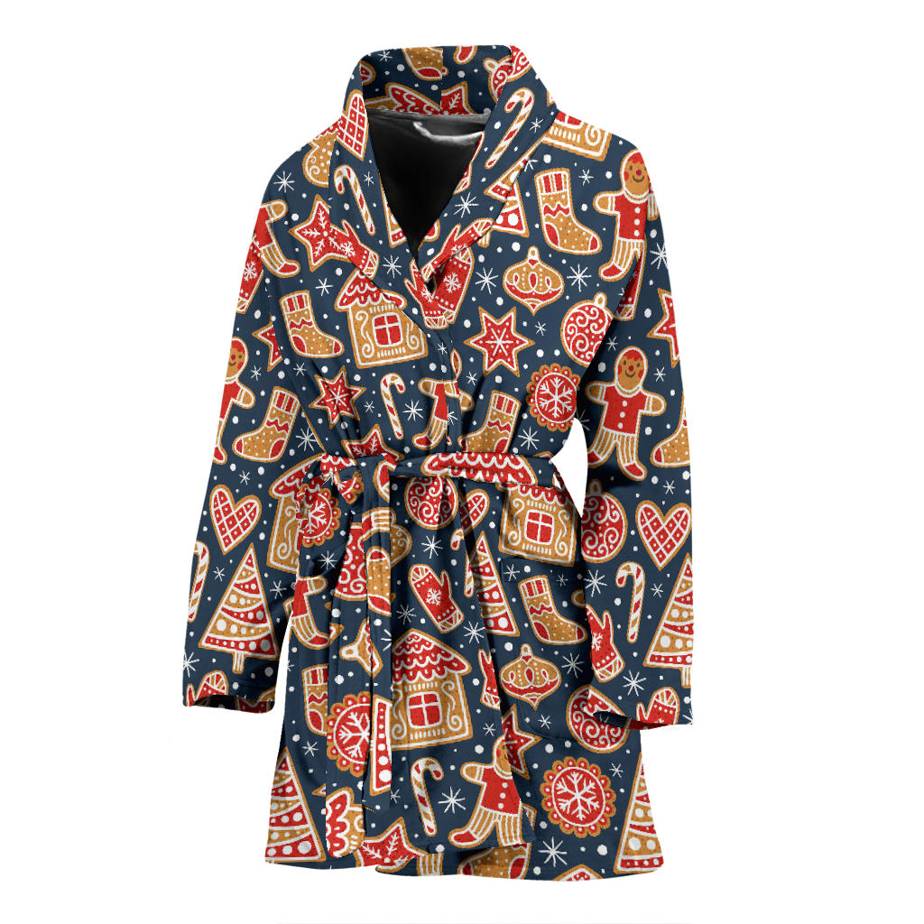 Gingerbread Pattern Print Design 03 Women Bathrobe