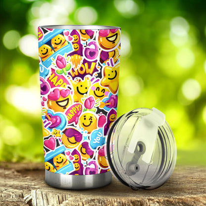 Emoji Sticker Print Pattern Tumbler
