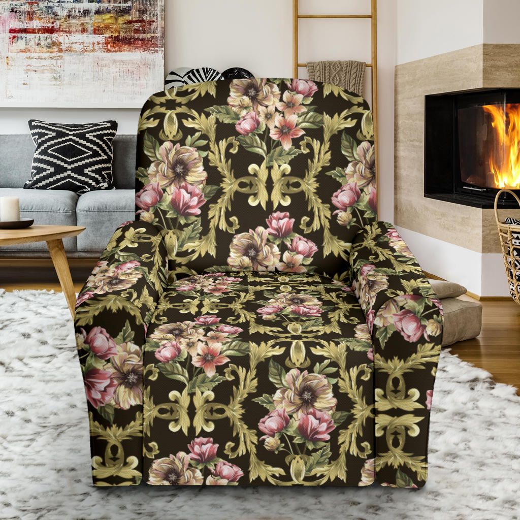 Baroque Pattern Print Design 02 Recliner Slipcover with Pocket