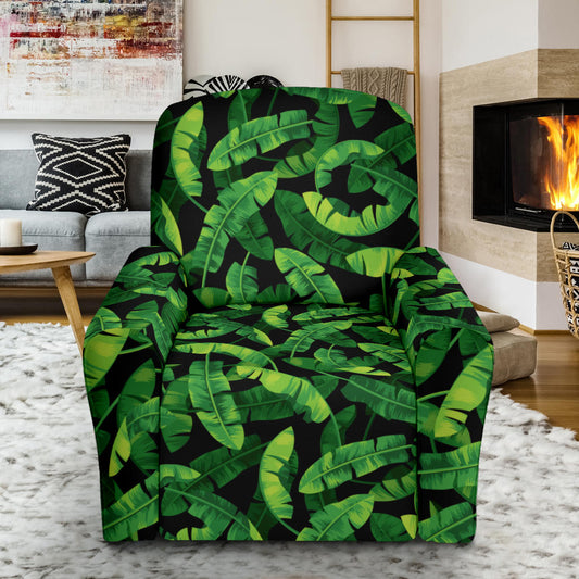 Banana Leaf Pattern Print Design 02 Recliner Slipcover with Pocket